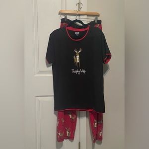 Lazy one trophy wife pajama set pants and tee size large NWT